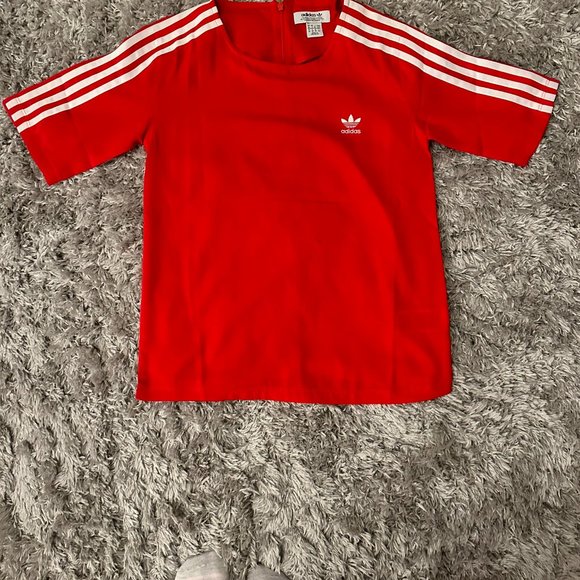 ADIDAS ORIGINALS Women Red Solid 3 Stripe T-shirt - Picture 3 of 5